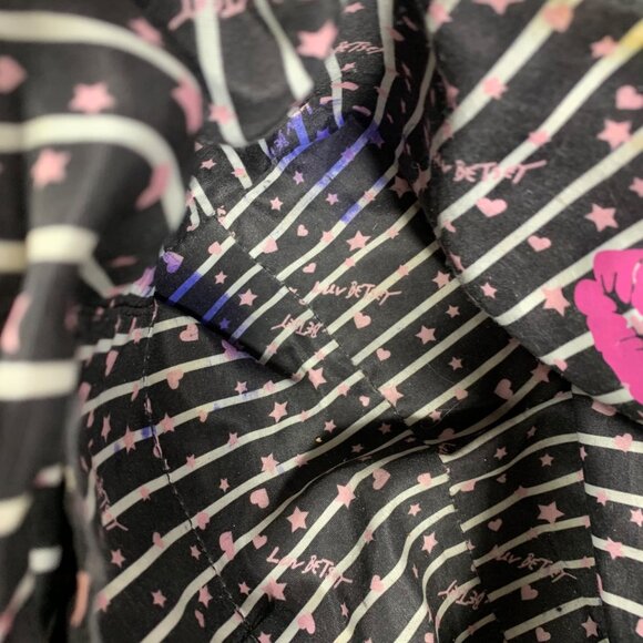 BETSEY JOHNSON Ballet Pink Quilted Heart Polka Dot Striped Sides Handbag Tote - Picture 7 of 10